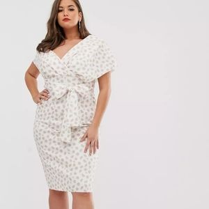 Asos curve fallen shoulder dress smudge print